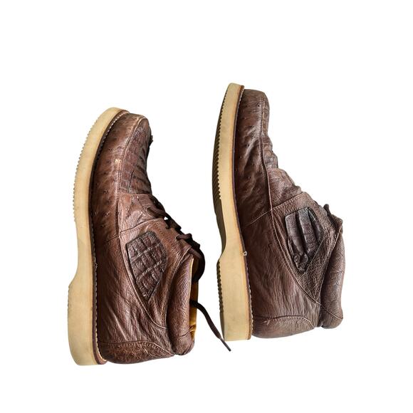 Los Altos Genuine BROWN Caiman Crocodile Ostrich Casual Shoes Lace Up 10.5 main image 5